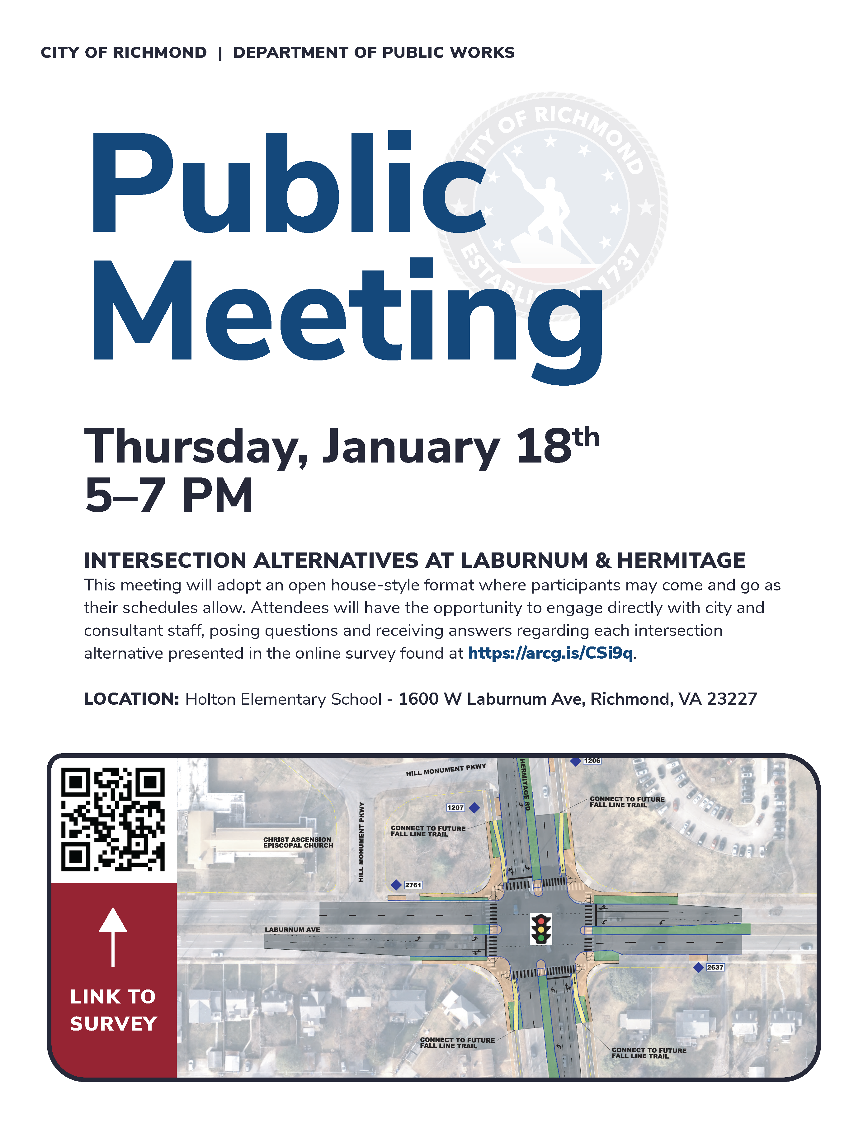 Flyer - Public Meeting for W Laburnum Avenue and Hermitage Road