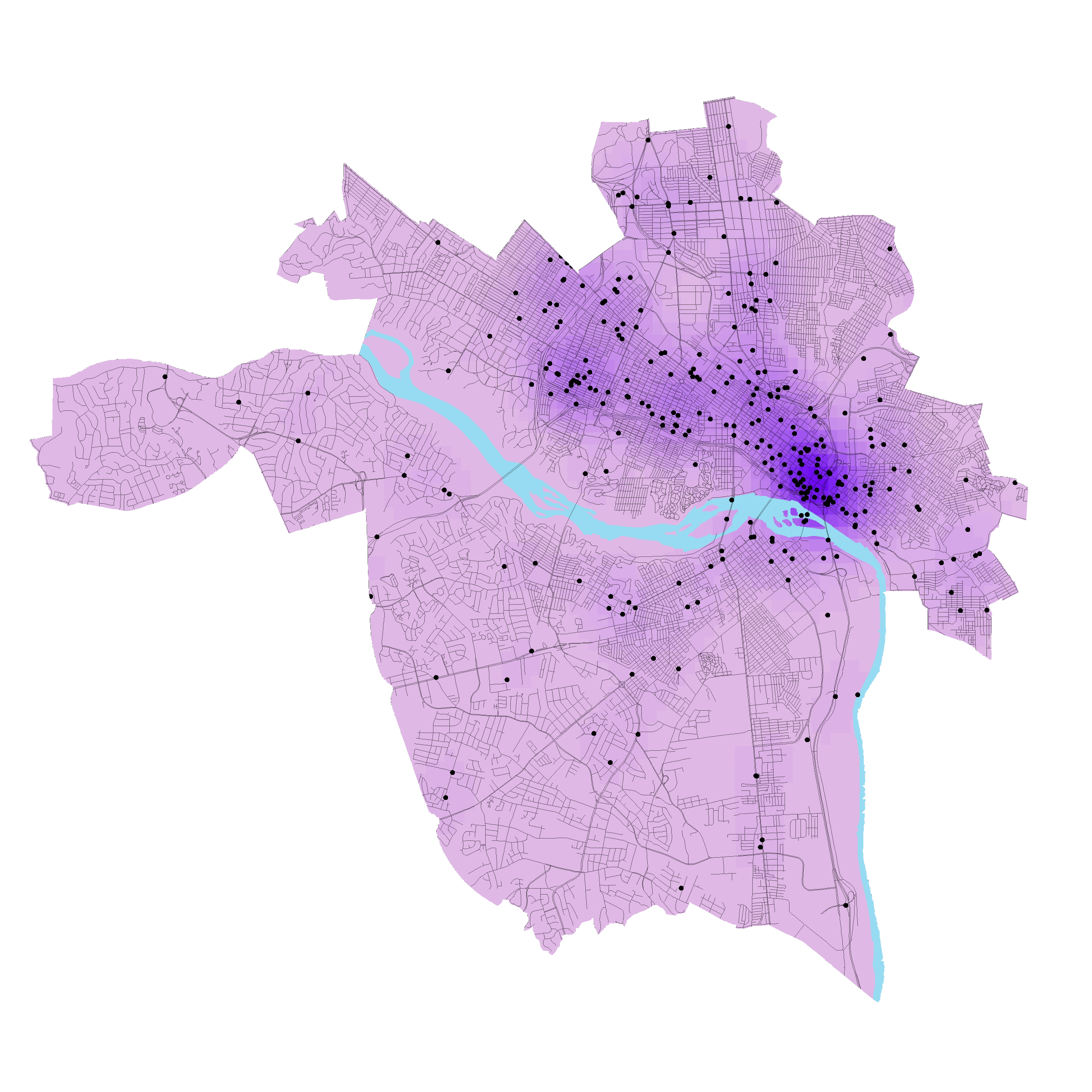 Purple hues on a heat map showing barriers faced by drivers. 