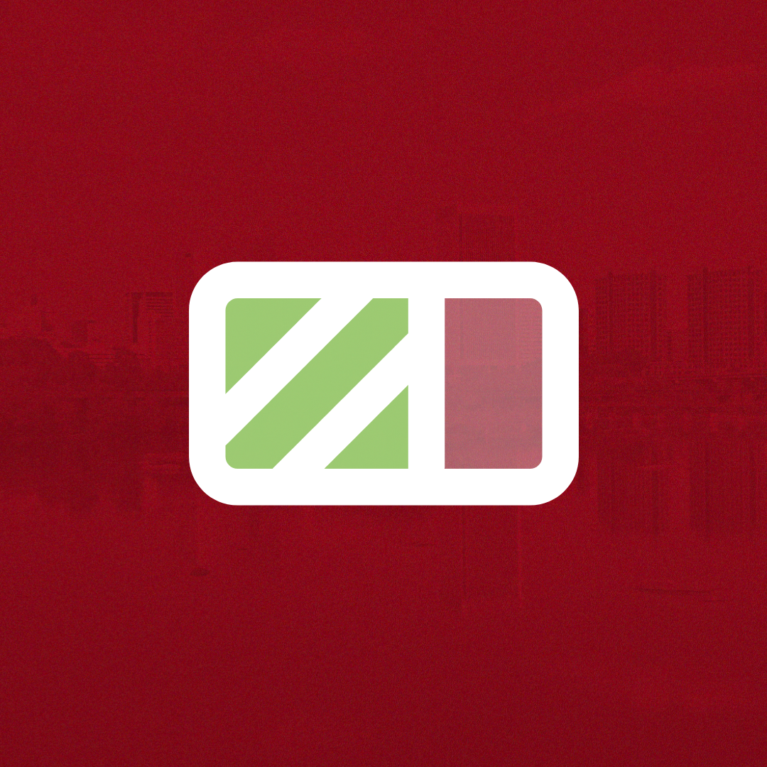 An image of a battery on a red background to demonstrate progress.