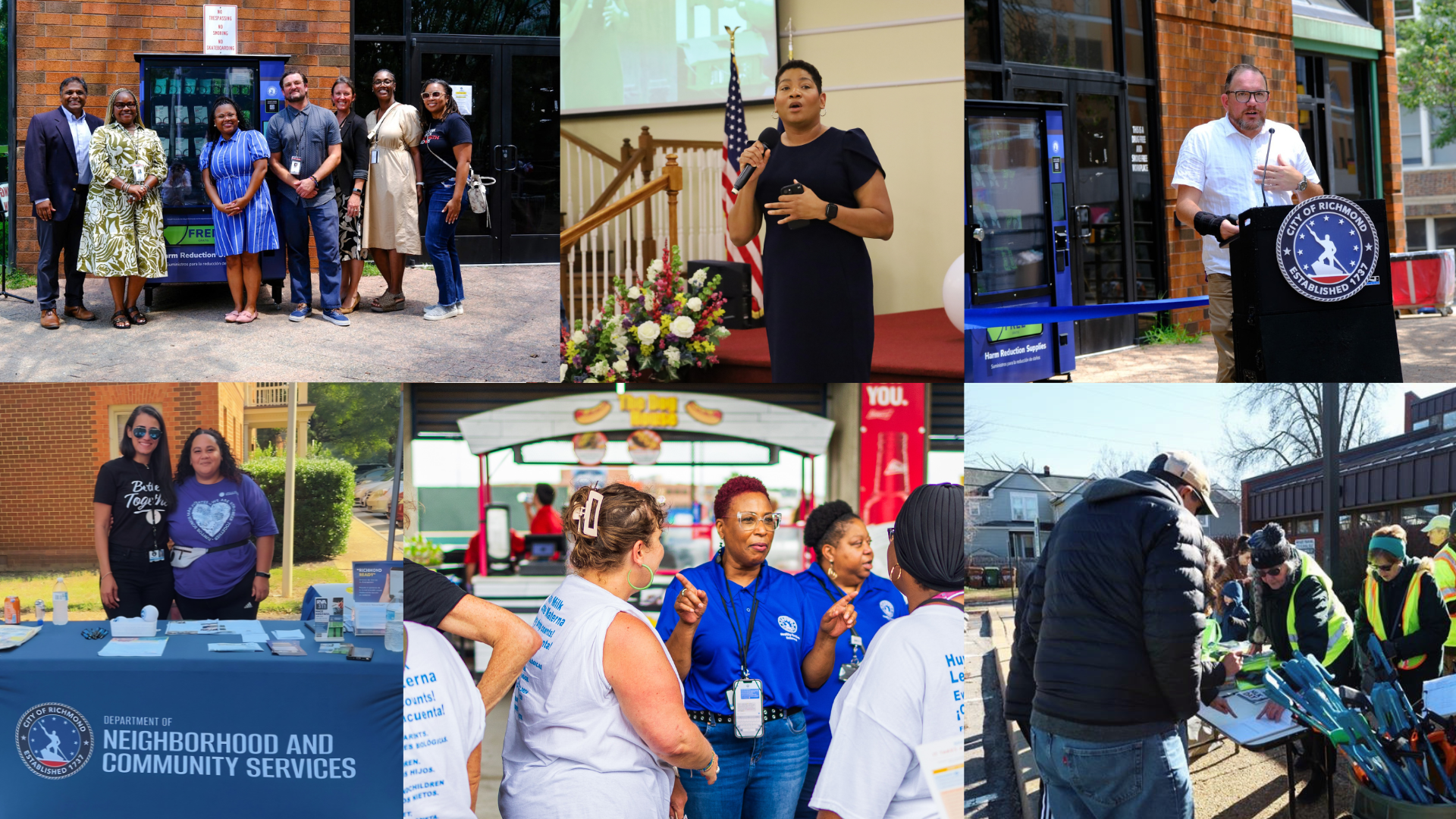 Assorted photos of city staff at community events.