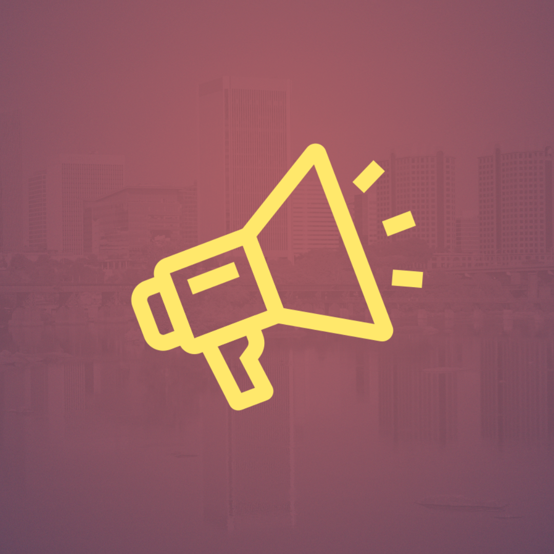 A megaphone on a red background