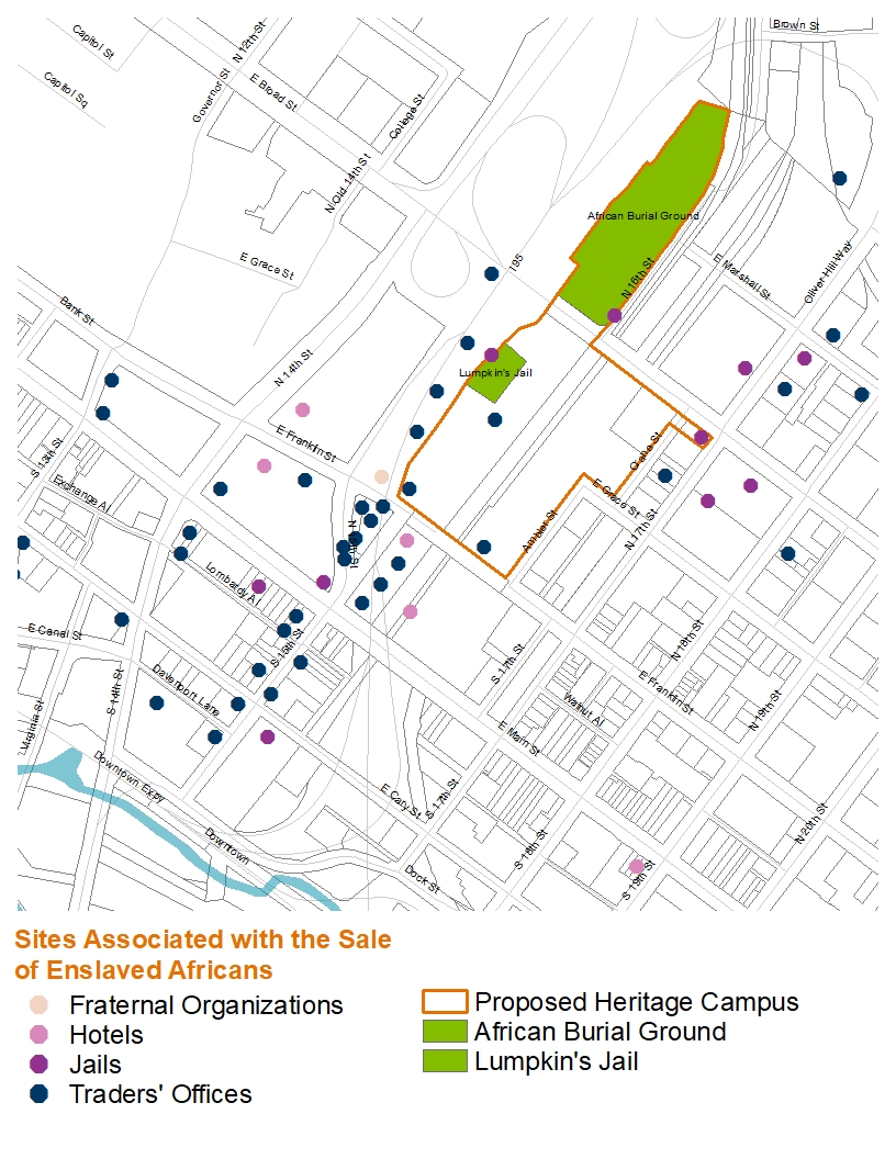 Map of Sites Associated with the Sale of Enslaved Africans in Richmond