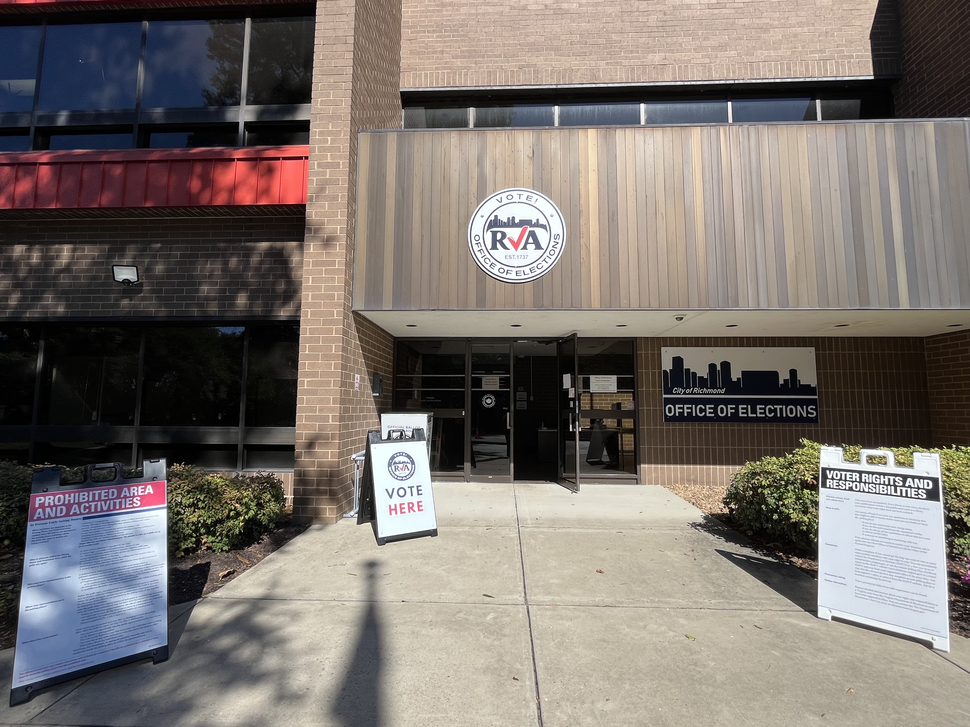 Front View of the Office with Vote Sign