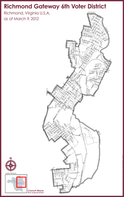 Map of Richmond Gateway 6th Voter District as of 2012-2021