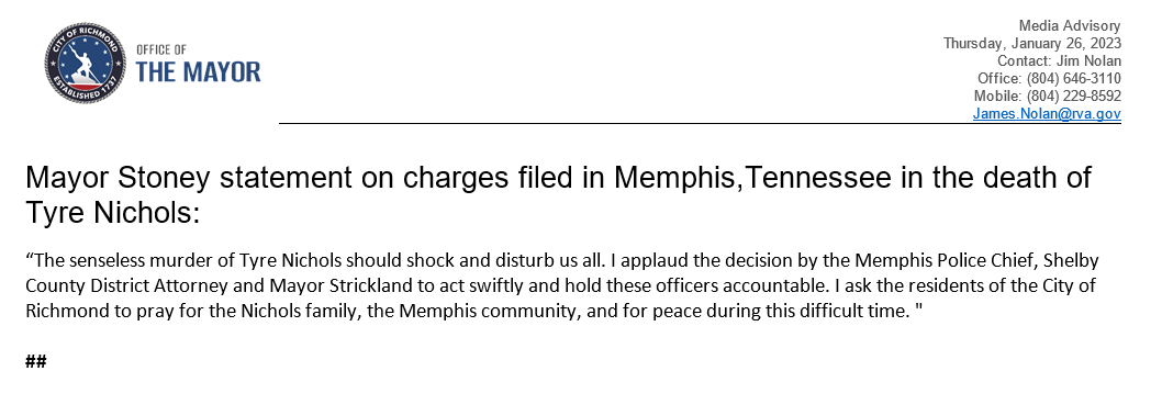 Mayor Statement
