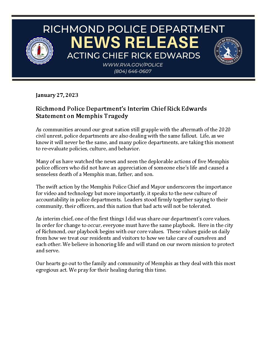 Chief Statement