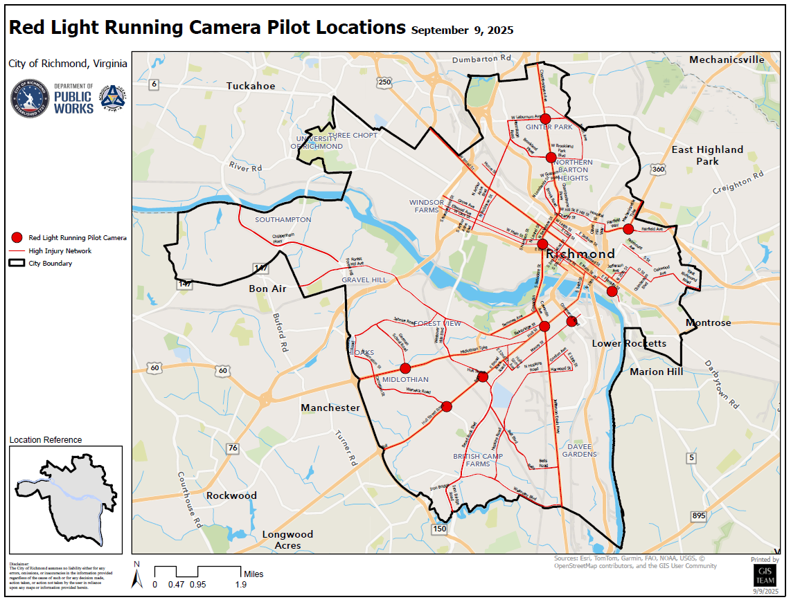 Image - Map of Red Light Camera Locations as of September 2025 