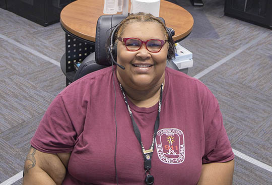 Tasharnda Gainey in Emergency Communications Center