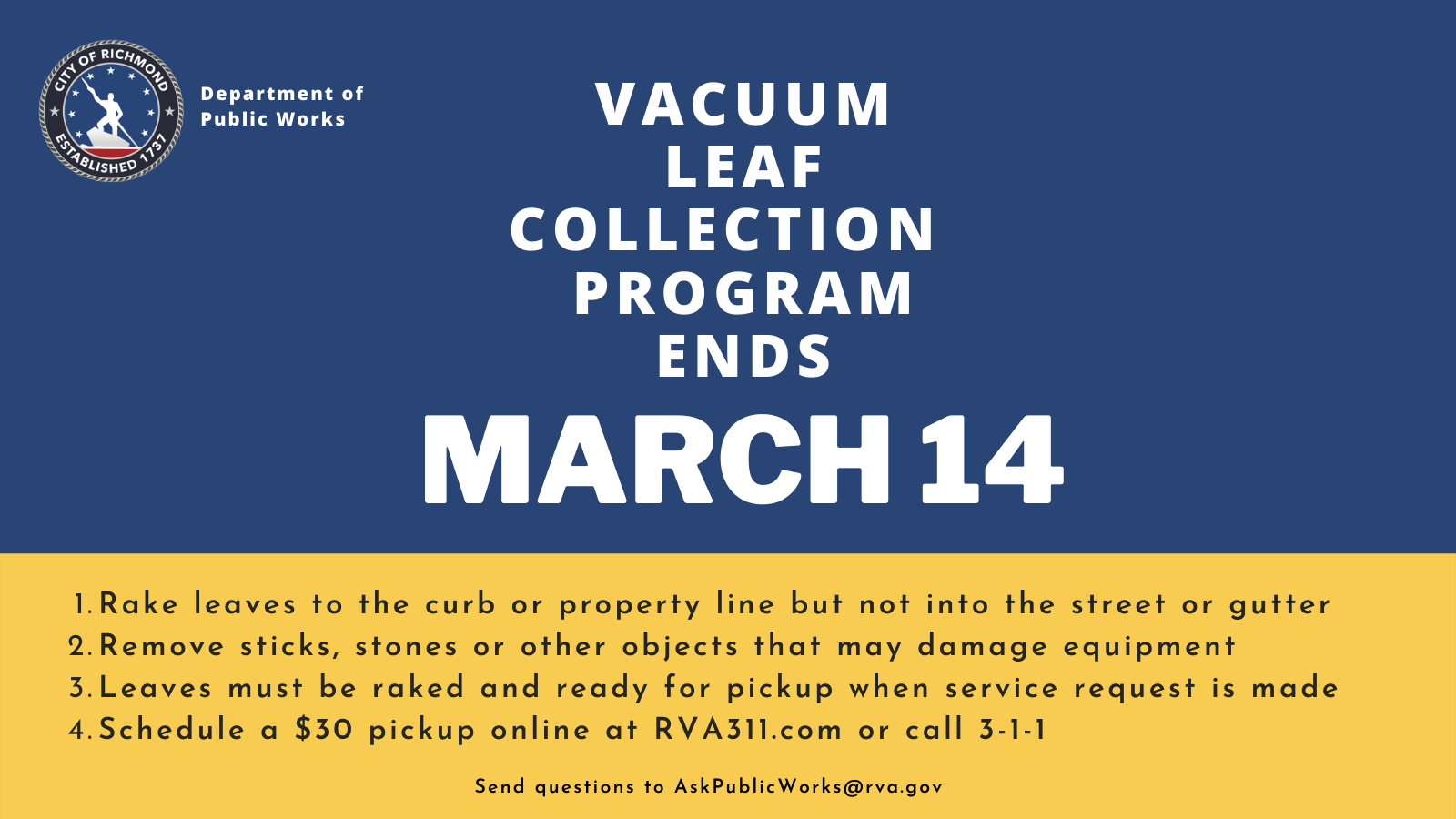 Vacuum Leaf Collection Ending March 14 2022