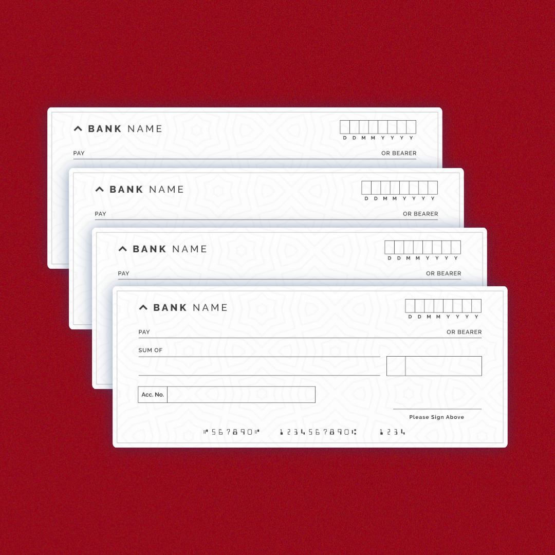 A stack of checks