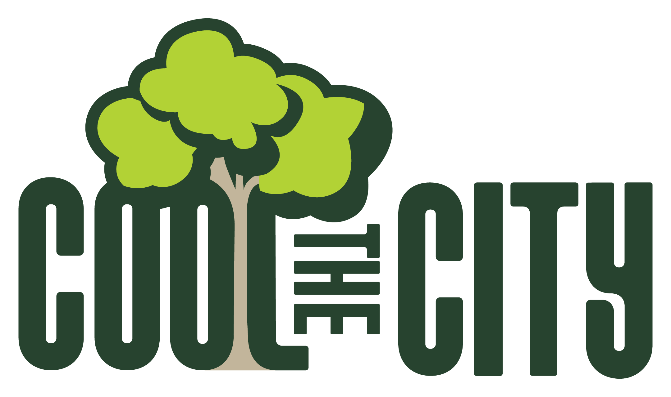 A logo of the Cool the City campaign with a tree in it