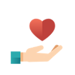 Hand holding a heart icon
