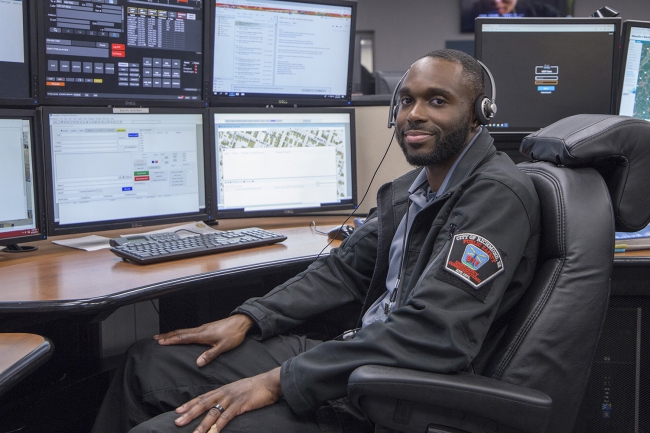 Fire dispatcher at work