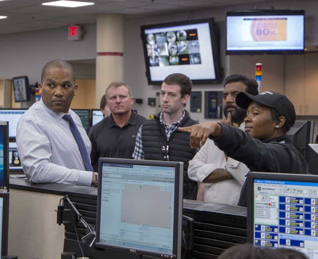 Citizens touring emergency communications center