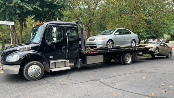 tow truck with car